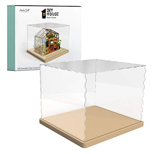Hands Craft Miniatures Dollhouse Display Case – Acrylic Dust Cover Wooden Base Transparent Clear Dustcover Collectibles Diy House Model Assemble Box (Df01M) #TOP16