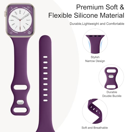 Image of Lerobo 6 Color Pack Bands Compatible with Thin Apple Watch Bands for Women 44mm 42mm 45mm 46mm, Slim Narrow Sport Strap for iWatch Apple Watch Series 11 10 9 8 7 6 5 4 SE 3 2 1