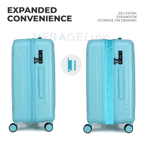 Image of Verage Luxe Romero Set of 2 (M+L) Polycarbonate Hard Shell Luggage with TSA Lock, Lightweight Trolley Suitcase with Double Spinner Wheels, 5-Year International Warranty (24 /28,Turquoise)