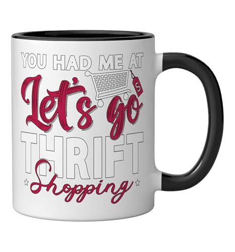Taza de cerámica 11 onzas diseño thrift shopping miniatura 2