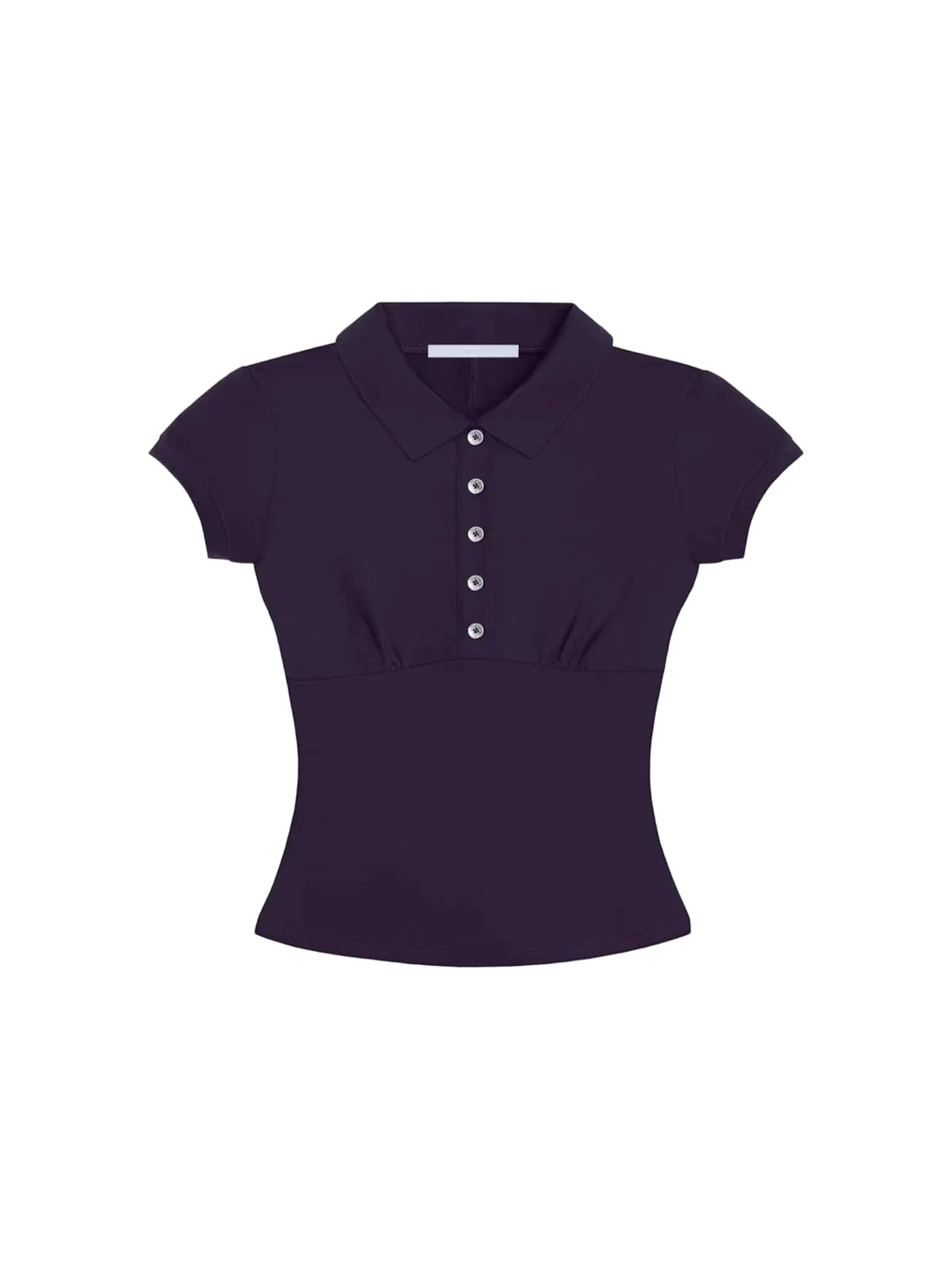 Polo de mujer para oficina y eventos casuales con cuello vuelto elástico y botones