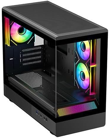 DIYPC ARGB-M1-BK Black USB3.0/ Type C Tempered Glass Micro ATX Gaming Computer Case w/Dual Tempered Glass Panel and 3 x ARGB PWM Fans (Pre-Installed)