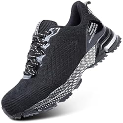 Playeras De Trabajo Para Mujer Hitmars Zapatos de Seguridad para Hombre Mujer Zapatillas de Seguridad Hombre Puntera de Acero Zapatos de Trabajo S1p S1 S2 S3 SRC Antideslizante 1 Negro 43