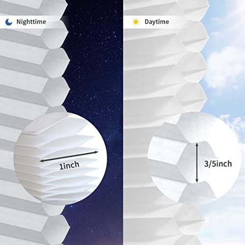 Dongluy No Drill Cellular Shades Cordless, Honeycomb Shade Pleated Blinds For Windows Room Darkening,Easy To Install，Privacy Protection, 35" W X 64" H, White,Light Filtering #TOP1