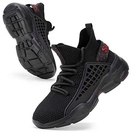 Beytwo Kids Sneakers Running Shoes Boys Girls Fashion Walking Shoes Breathable Slip-On Sports Shoes For Child Black #TOP1