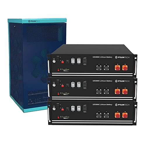 Pylontech Batería LiFePO4 de 48 V con BMS y accesorios 10,5 kWh (3 x US3000C), no