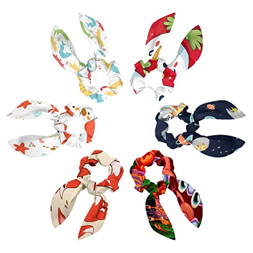 Chouchous avec nœud cheveux sans trace bonhomme de neige rouge 6x
