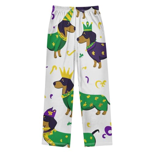 ZZXXB Dachshund with Crown Boys Long Pants Soft Trousers Elastic Waist Kids Lounge Bottoms with Pockets S-XL2