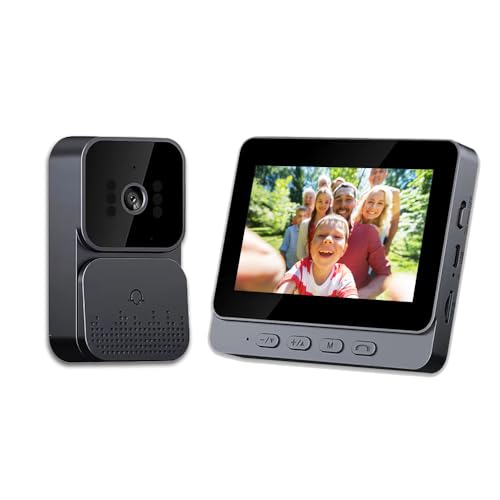Timbre con Camara Exterior 1080P Videoportero Inalambrico con Pantalla IPS de 4,3 Pulgadas de Video, Audio Bidireccional, Visión Nocturna, 70° Gran Angular, Conexión Bluetooth, No Requiere WiFi