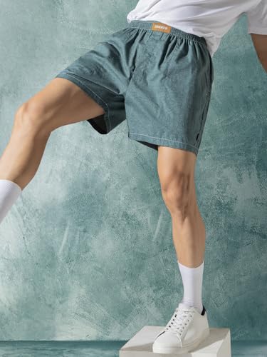 Image of DAMENSCH Regular Fit Solid 100% Soft & Durable Cotton Boxer Shorts Dual Pockets Anti-Bacterial Moisture Wicking Microfibre Waistband Ultra-Light Boxers for Men