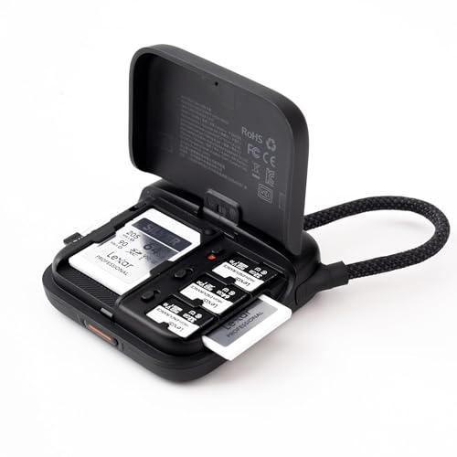 PGYTECH CreateMate Mini SD Card Reader Case, High-Speed 2-in-1 SD 4.0/Micro SD Card Reader with 6-Slot Storage Portable, Dual-Slot Transfer/USB 3.1/Type-C for Travel Photography/Vlogging/Drone, Black