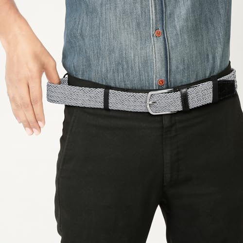 Image of LOUIS STITCH Men's Braided Elastic Stretch Belt with Leather Tipped End Stretchable Canvas Waist Band for Men Women Boys Girls Unisex (Width 3 cm) (BE-EL)