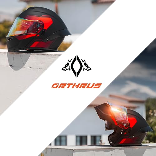 Orthrus DM-MBK-RED-XL Modular Led Full Face Motorcycle Helmet thumb #10