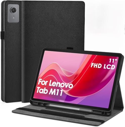 Premium Shockproof Folio Leather Case for Lenovo M11 Tablet 11 Inch (TB-330FU) Compatible with Lenovo Tab M11 2024 / Lenovo Xiaoxin Pad 2024 with Pen Holder and Auto Wake/Sleep