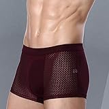Bóxers ajustados Hombre 1 paquete de ropa interior for Hombre, calzoncillos bóxer elásticos convexos en U de malla, bañadores, pantalones cortos transpirables for Hombre, agujero de bambú, talla grand