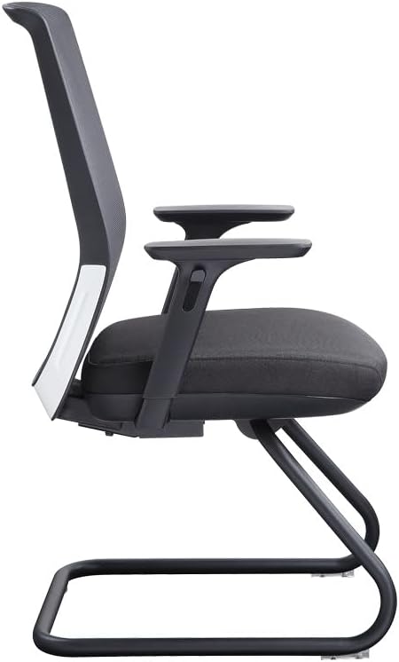 NBF Ergonomic Office Guest Chair No Arms, Waiting Reception Chairs, Conference Room Chairs with Black Polyurethane - 26.13" D x 22" W x 33.63" H, Black, Charcoal