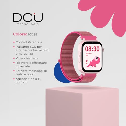 Dcu Tecnologic - Smartwatch Per Bambini Con Sistema Android - Whatsapp - Posizionamento Gps - Videochiamate - Tasto Sos - Controllo Genitori - Colore: Rosa - 7