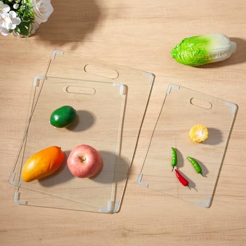 Set de 3 tablas de cortar de vidrio templado con mango y patas antideslizantes miniatura 3