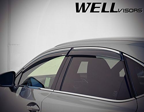 WellVisors Window Visors Wind Deflectors Compatible with Lexus 2015-2021 NX200T NX300 with Chrome Trim Rain Guards 3-847LX019