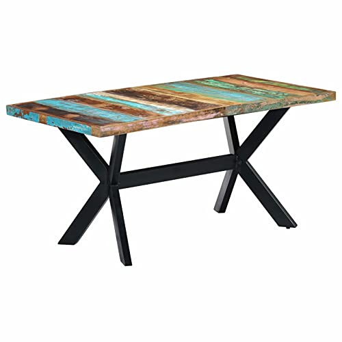 Gecheer Mesa de Comedor Mesa Consola Mesa Auxiliar Cocina Salón Sala de Estar Salón Soporte Centro Muebles Madera Maciza de reciclada 160x80x75 cm