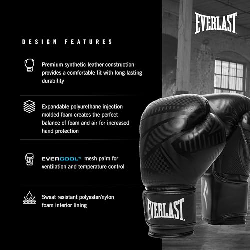 Everlast Spark Guantes De Entrenamiento, Negro, 453 G (16 Oz) - imagen 4