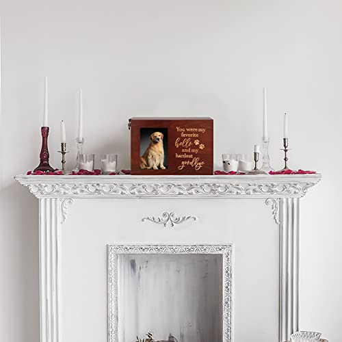 Dgdcdv Pet Memorial Urns For Dog Or Cat Ashes, Large Wooden Funeral Cremation Urns With Photo Frame, Memorial Keepsake Memory Box With Black Flannel As Lining, Loss Pet Memorial Remembrance Gift #TOP4