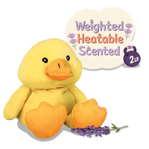 WILD BABY Microwavable & Weighted Plush Toy - Duck Stuffed Animal for Comfort & Warmth - Soft, Heatable Plushie for Snuggles - Great for Kids, Toddlers & All Ages