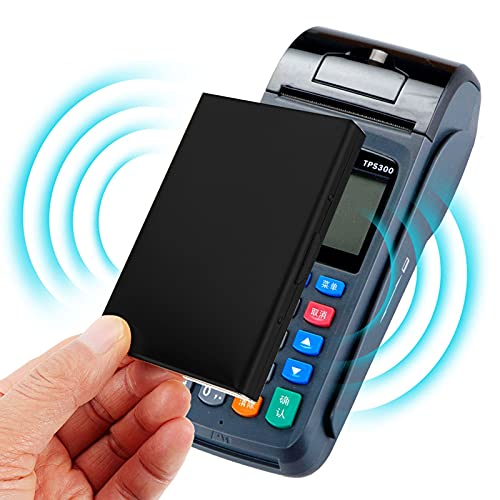 Aladeno Credit Card Holder Slim Business Card Case Pocket Metal Case Credit Card Protector Stainless Steel Credit Card Wallet Business Card Case for Men and Women (Black)2