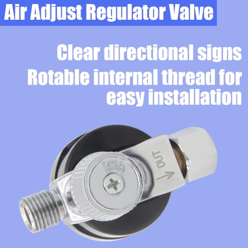 Image of Air Adjust Regulator Valve Sensitive Pressure Regulator 1 /4 inch NPS Thread for Spray Gun Paint Gun and Pneumatic Tools with Pressure Gauge
