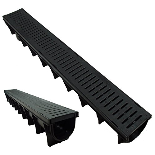 Drain Channel Deep Drainage Plastic PVC Heavy Duty for Water Rain Storm Shower Wetroom Garden Driveway 1m