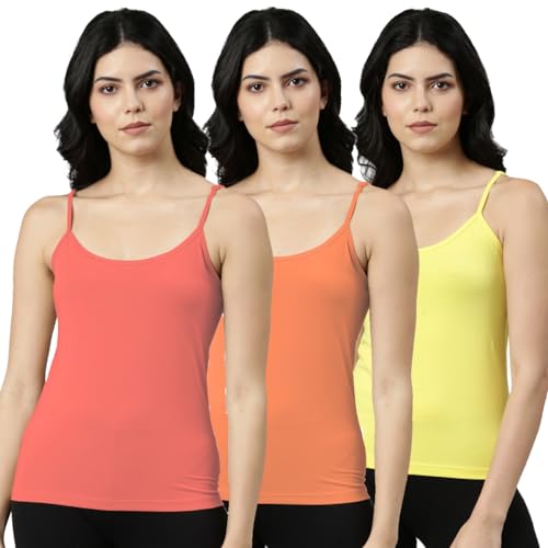 Image of Rupa Jon Premium Regular Fit Camisole for Women, Stretable Cotton Fabric with Adjustable Straps. Pack of 3