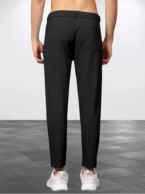 Image of Men's Slim Fit Casual Trousers Combo Pack of 2 | Stretchable Formal Pants for Men | Mid Rise Smart Office & Casual Wear Ankle Length Trouser