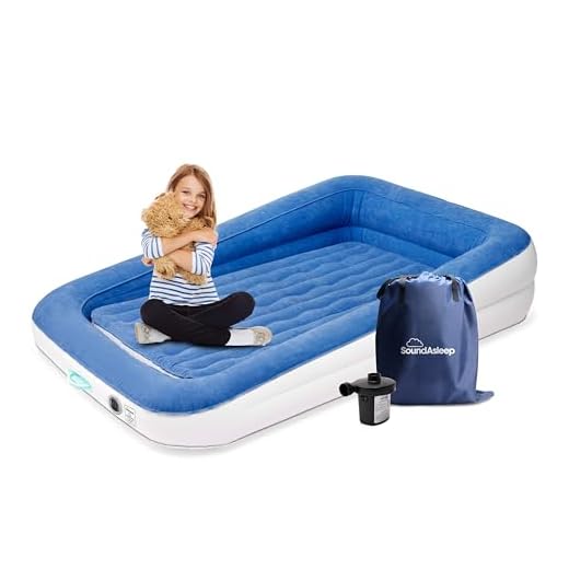 SoundAsleep Dream Series Kids Air Mattress with High Speed External Pump - Extra Tall Safety Bumpers - Portable, Toddler Blow up Bed for Kids - Inflatable Toddler Air Mattress for Home and Camping