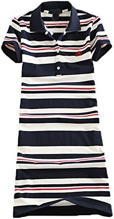 Women Embroidery Polo Striped Print Summer T Shirt Dress Slim Casual Mini Sport Dresses