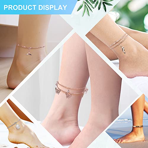 Esrich 40Pcs Ankle Bracelets For Women Girls Set, Gold Silver Rose Gold Three Style Jewelry Anklets For Women Beach Jewelry Gifts Adjustable Size Beach Anklet Set #TOP3