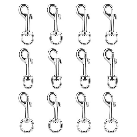 Tugaizi 12 Pcs 360° Swivel Trigger Clips Heavy Duty Snap Hooks Dog Clip Hook Spring Loaded Clip for Pet Buckle Keyring Home Outdoor Camping Picnic, 3 Sizes (Silver) Cover