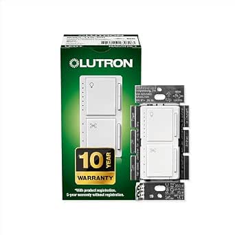 Lutron Maestro Fan Control and Light Dimmer for Dimmable LEDs, Incandescent, and Halogen Bulbs, Single-Pole, MACL-LFQ-WH, White