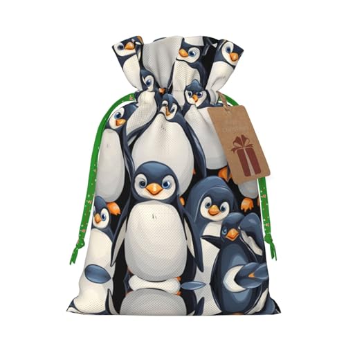 Cvnbmakk かわいいペンギンのクリスマス巾着ギフトバッグ L&M 不織布トートバッグはホリデーパーティーに最適