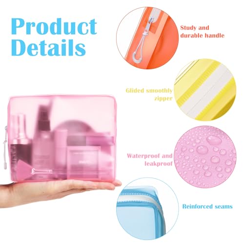 4 Pack TSA Approved Travel Toiletry Bags Frosted Translucent Leak-proof Cosmetic Makeup Bags for Women Men Travel Organizer Airport Security(Pastel,6.7 x 5.5 x 1.8 Inch)3