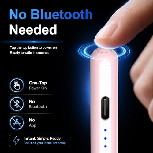 Image of HATOKU Stylus Pen for Apple iPad 2018-2026 for Note Drawing Pink White | 15Min Fast Charge iPad Pencil with High Precision, Tilt Sensitivity, Palm Rejection on iPad 6-11 /Air /Pro /Mini, No Pairing