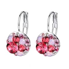 Pink Red Crystals/Silver-tone