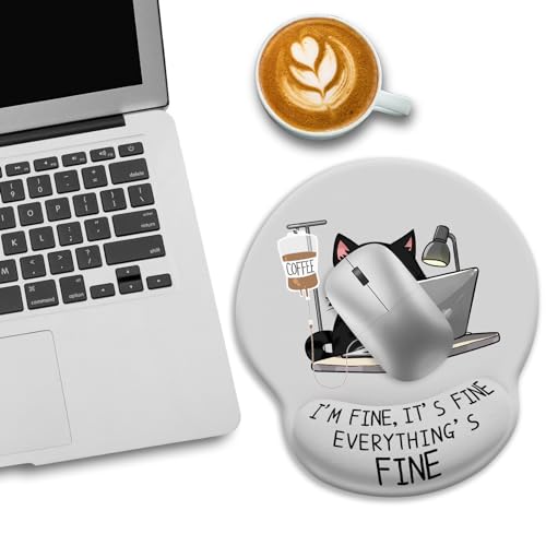 Mousepad Mit Gelkissen, Katze Mauspad Mit Handgelenkauflage Ergonomisches Mousepad Ergonomisch Handy Ladestation, Rutschfestes,Schmerzlinderndes Mauspad Mit Pu-Unterseite,Süßes Schreibtisch Accessoire
