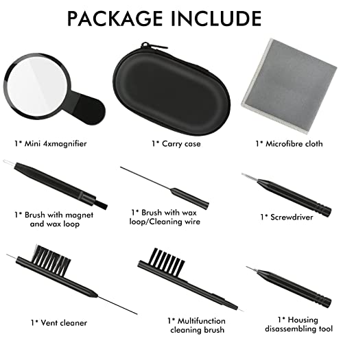 9 Pieces Hearing Aid Amplifier Cleaning Tools, Hear Aid Brushes Earbuds Headphones Cleaner Brush Magnifier Kits #TOP6