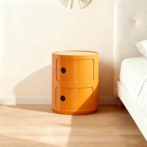 Tables de Chevet pour Adulte Ronde avec Tiroirs, Table D'Appoint Porte Coulissante, Petit Meuble Salle de Bain Salon avec Rangement, Armoire Chambre...