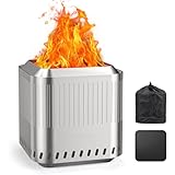 卓上ファイヤーピット 無煙 8.25インチ ステンレススチールファイヤーピット アウトドア用 トラベルバッグ付き ペレット燃料付き 木製 ポータブルアウトドア低煙ストーブ キャンプ用