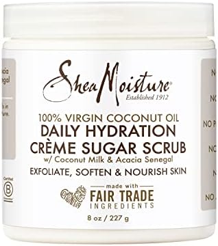 Shea Moisture Skin Care, Daily Hydration Crème Sugar Scrub with Virgin Coconut Oil, Coconut Milk & Acacia Senegal, Gluten Free Exfoliating Body Scrub, Soften & Nourish Skin, 8 Oz.