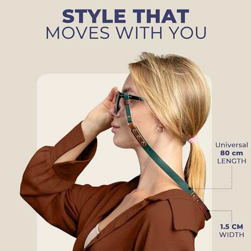 Image of Leather Glasses Strap - 7O cm Duotone Leather Eyeglasses Strap - Sunglasses Strap Holder Around Neck - Universal Fit