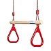 PELLOR Trapèze Balançoire en Bois avec Gymnastique Anneaux Enfants Portique Toboggan Jeux Jardin Extérieur Intérieur