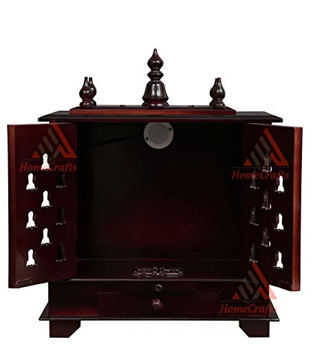 Templo de madera pintado a mano de estilo rajasthani mediano con puertas 4