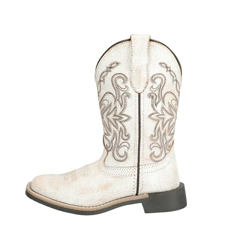 Kid's Georgia White Antique Leather Square Toe
